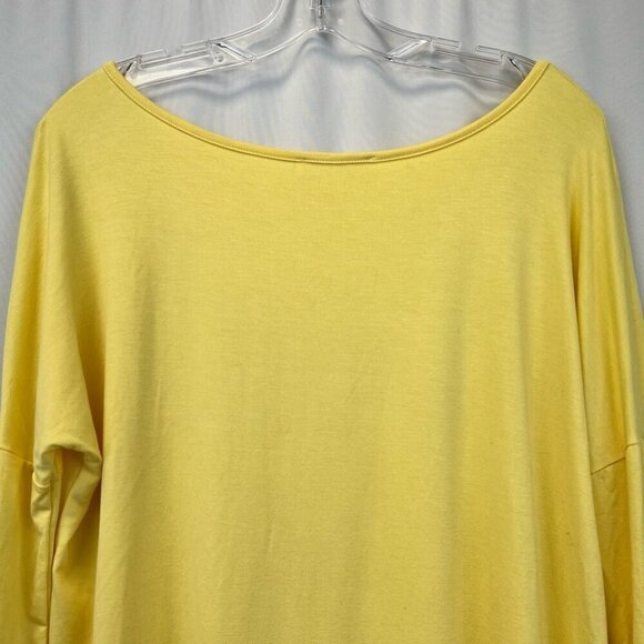 Reborn J Womens Blouse Solid Yellow Long Sleeve Scoop Neck Stretch Knit M - Picture 6 of 10